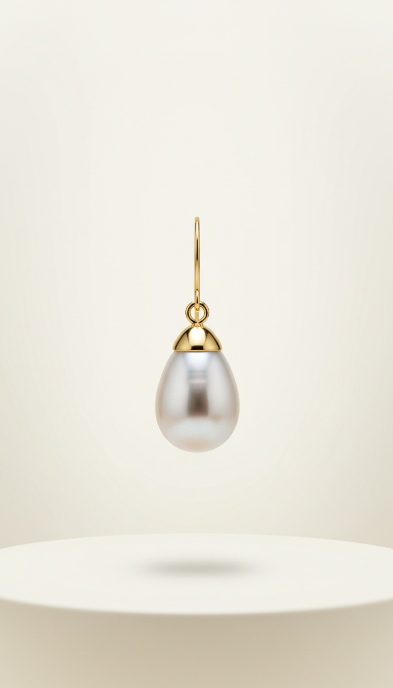 Pearl Drop Earrings in Yellow Gold