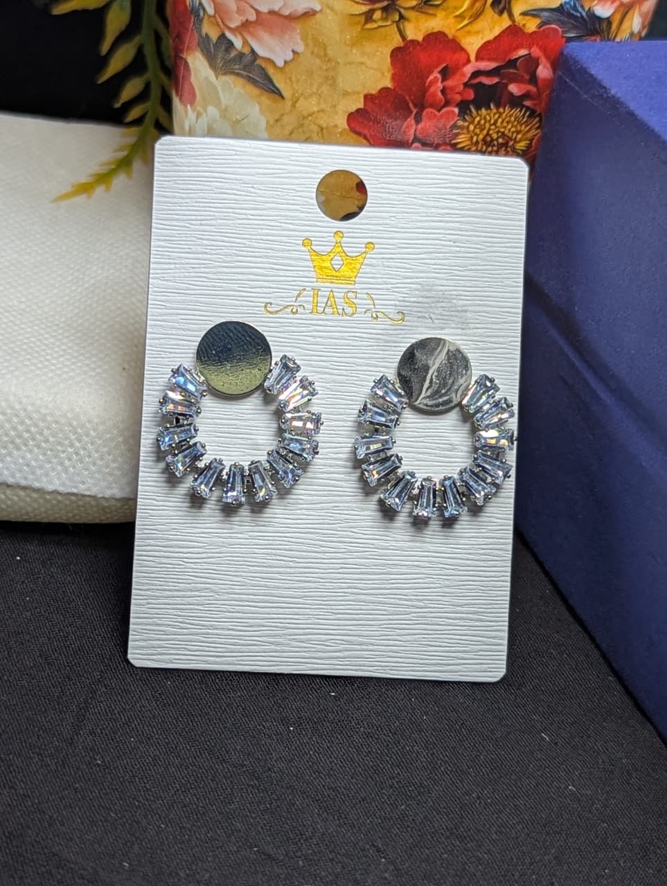 Silver Baguette Crystal Hoop Earrings
