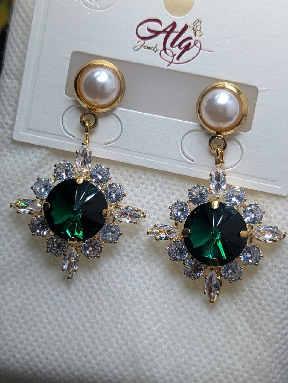 Crystal Bloom Pearl Drop Earrings