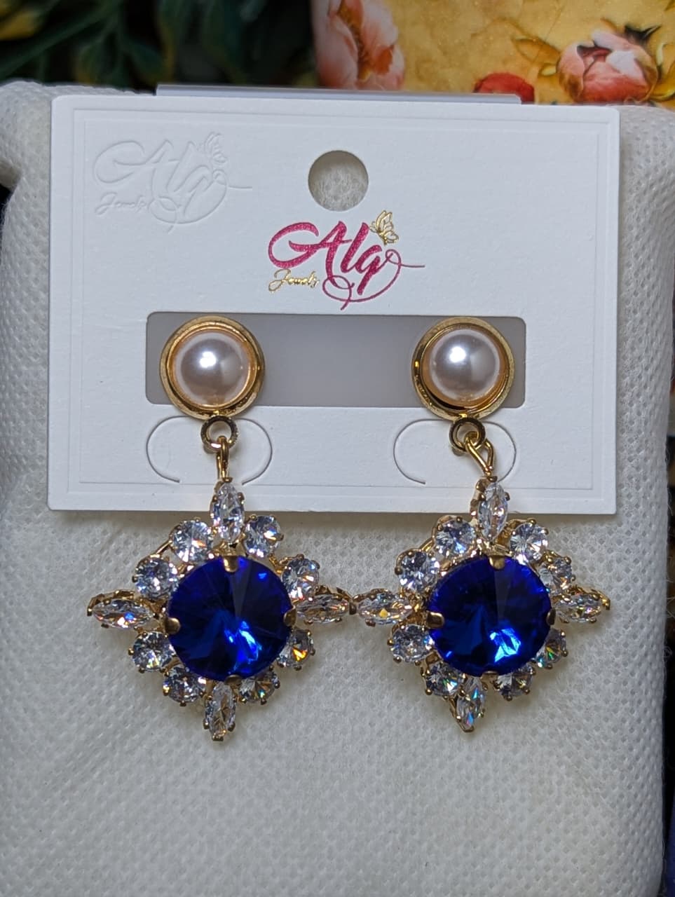Crystal Bloom Pearl Drop Earrings