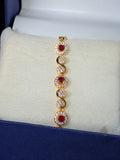 Gold Ruby Red Pave Diamond Circular Bracelet