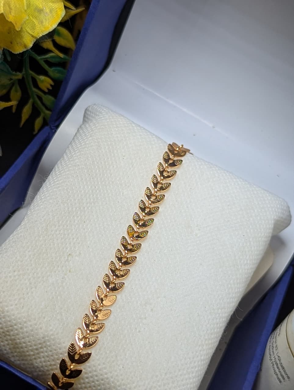 Gold Leaf Chain Bracelet | Elegant Wheat Link Design