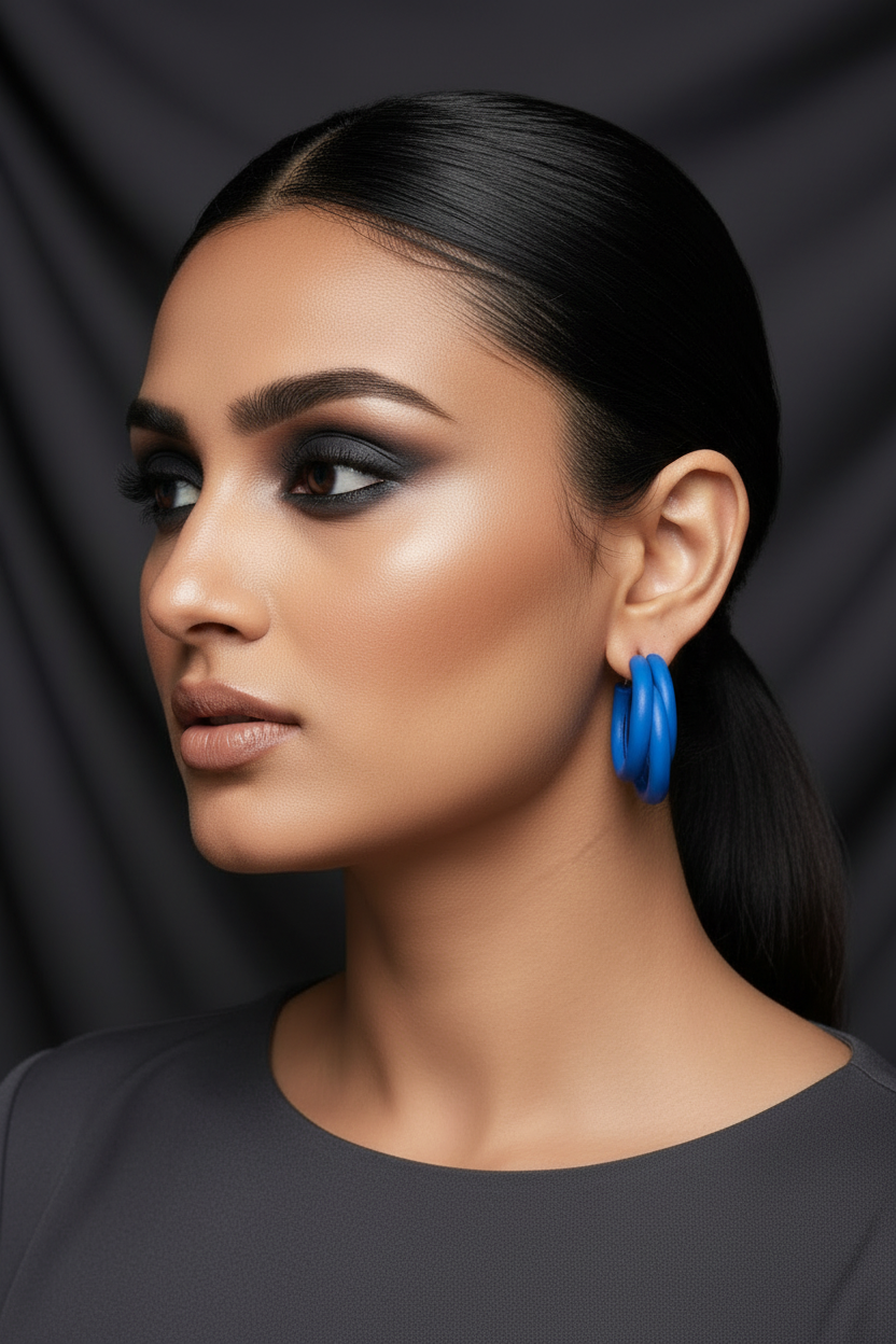 Blue Earrings Model