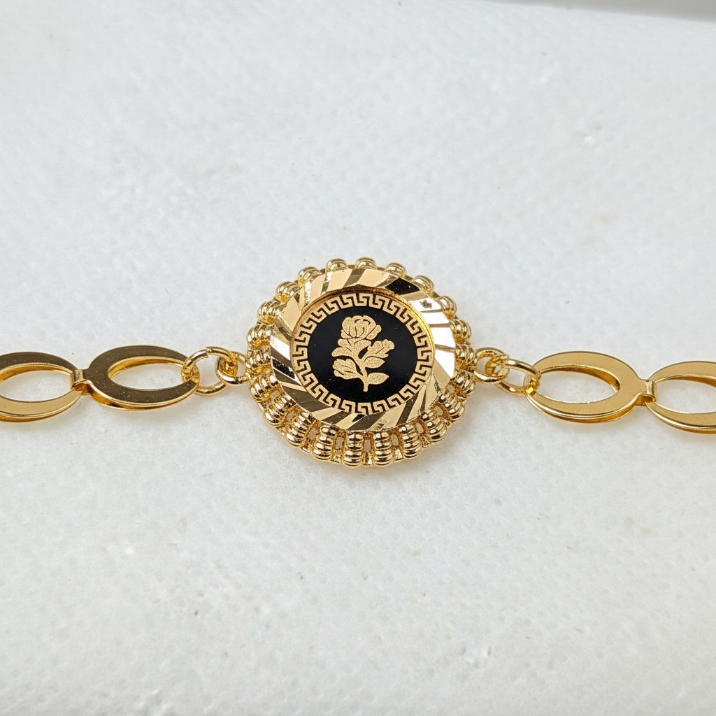 Floral Hand Cuff Bracelet for Women – Flower Design Bangle & Bracelet Set