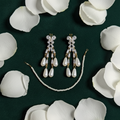 Crystal Zircon & Pearl Cascade Chandelier Earrings