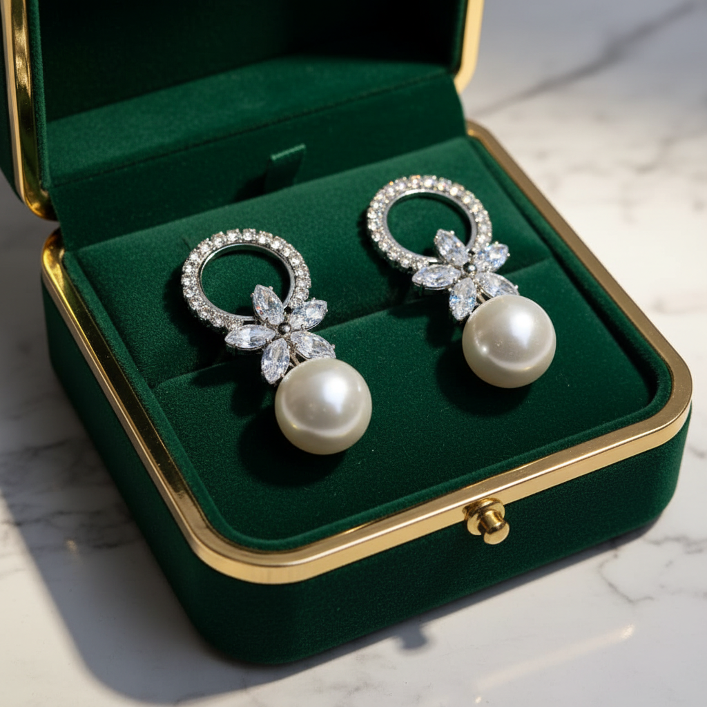 Crystal Pearl Drop Earrings
