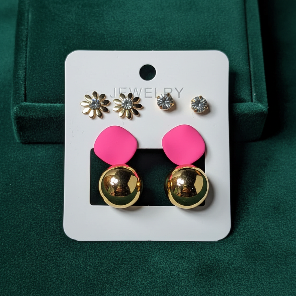 Earrings Set - Green Flat Lay