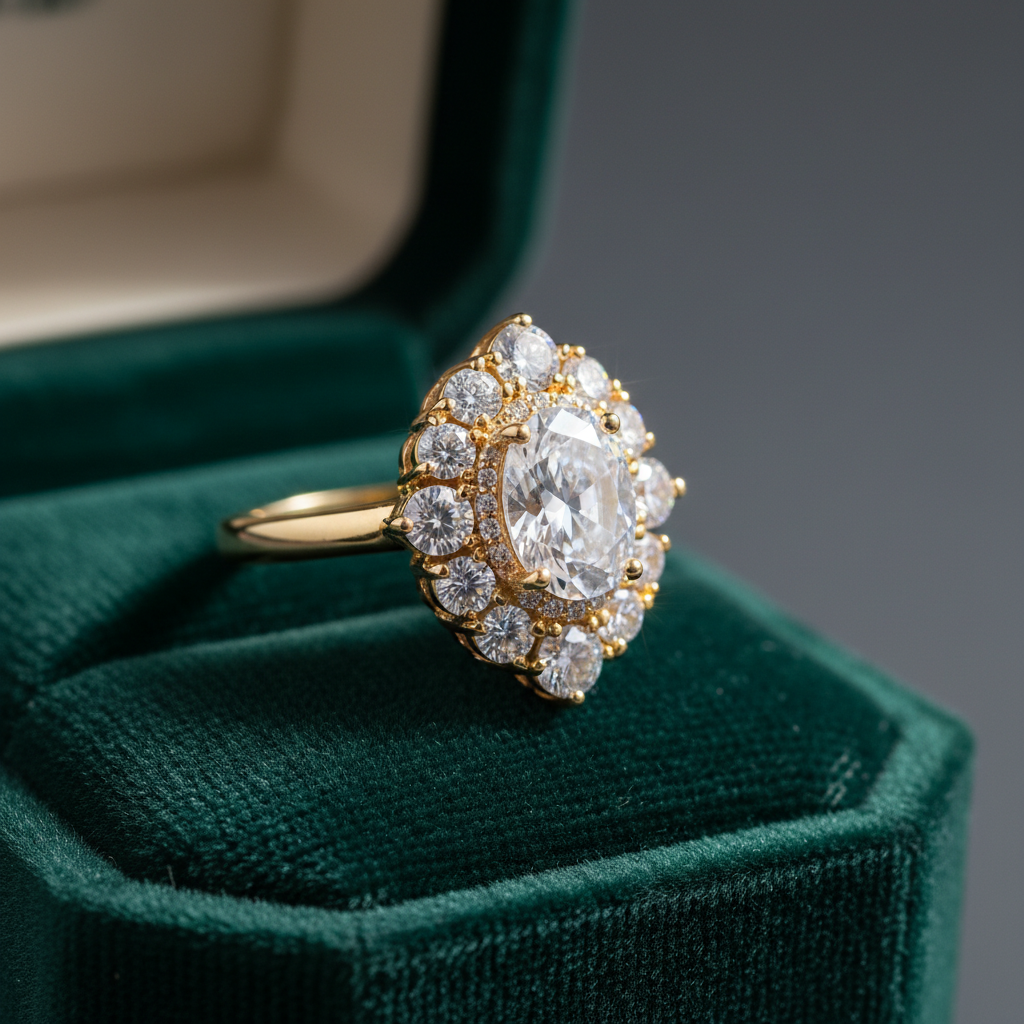 Sanizay Gold Zircon Ring - Velvet Box