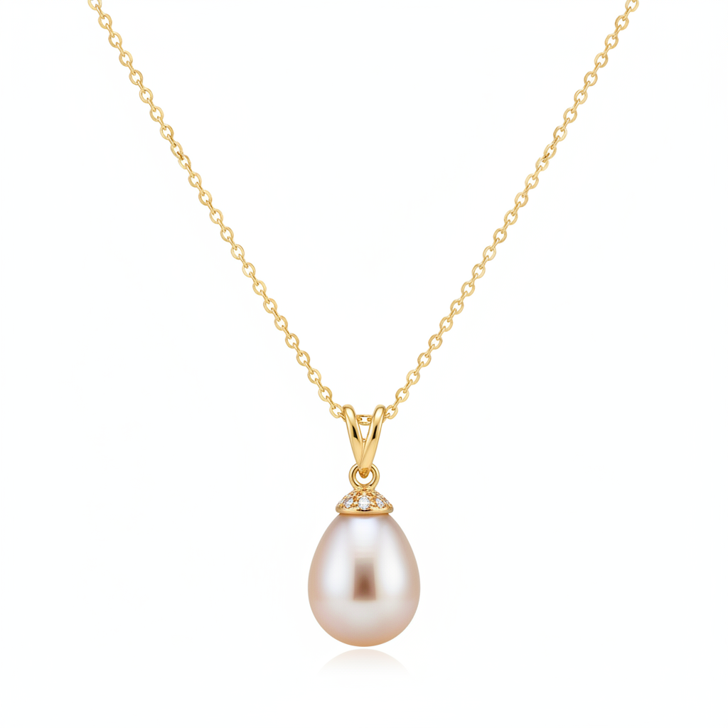 Sanizay Pearl Pendant Necklace - White Background