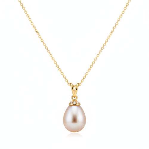 Sanizay Pearl Pendant Necklace - White Background