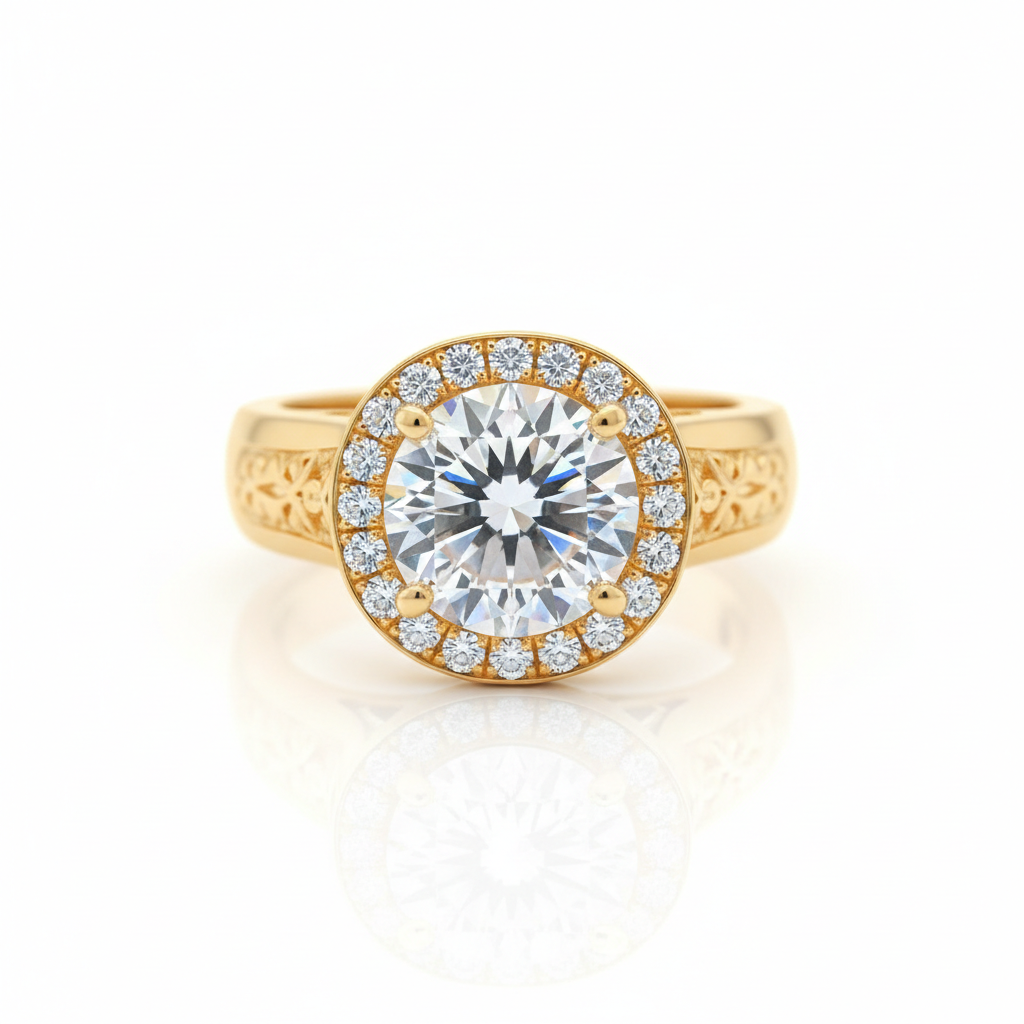 Sanizay Gold Zircon Ring - White Background