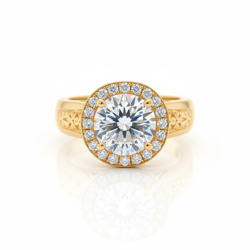 Sanizay Gold Zircon Ring - White Background