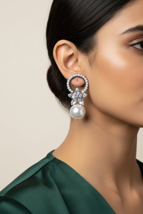 Crystal Pearl Drop Earrings