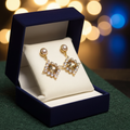 Pearl & Champagne Rivoli Crystal Snowflake Drop Earrings