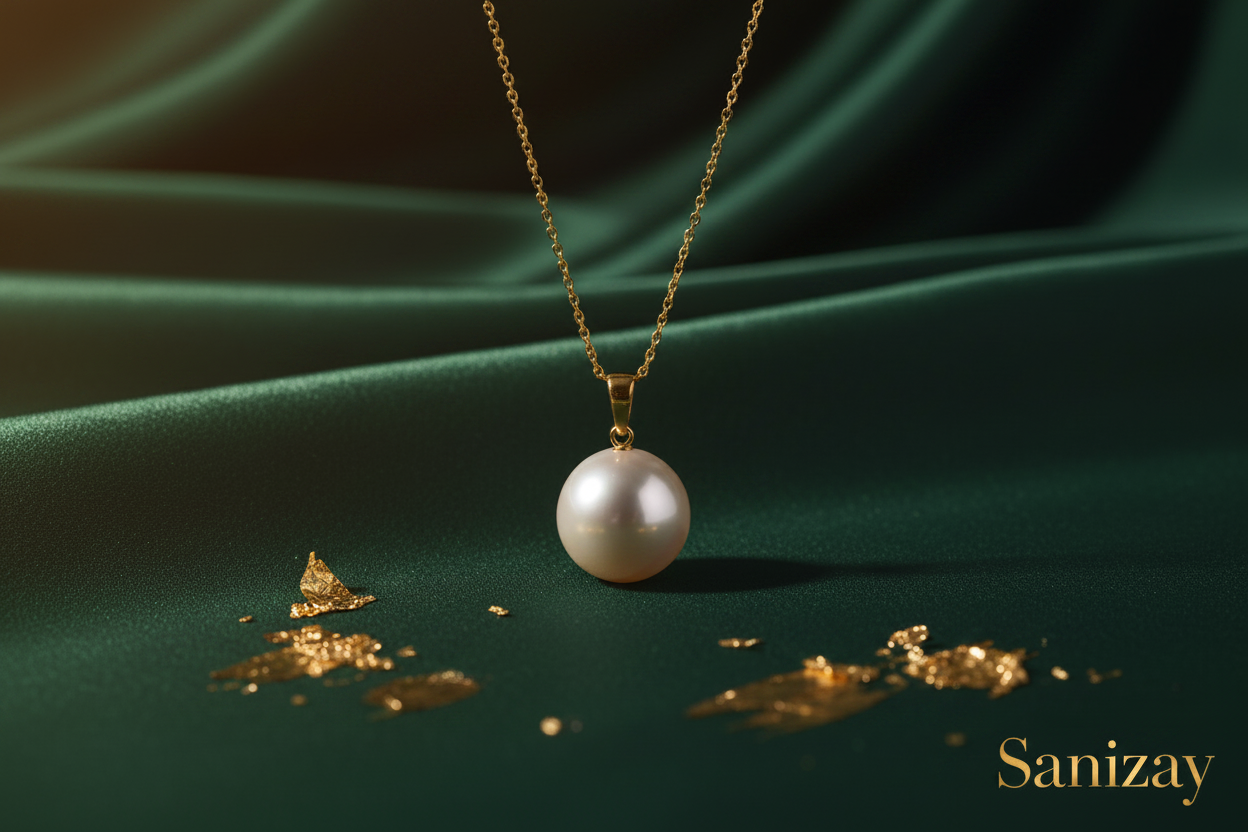 Sanizay Dark Green Pearl Necklace Banner